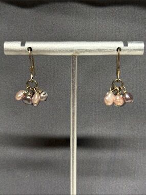 Handmade Freshwater Pearl Cluster Drop Earrings